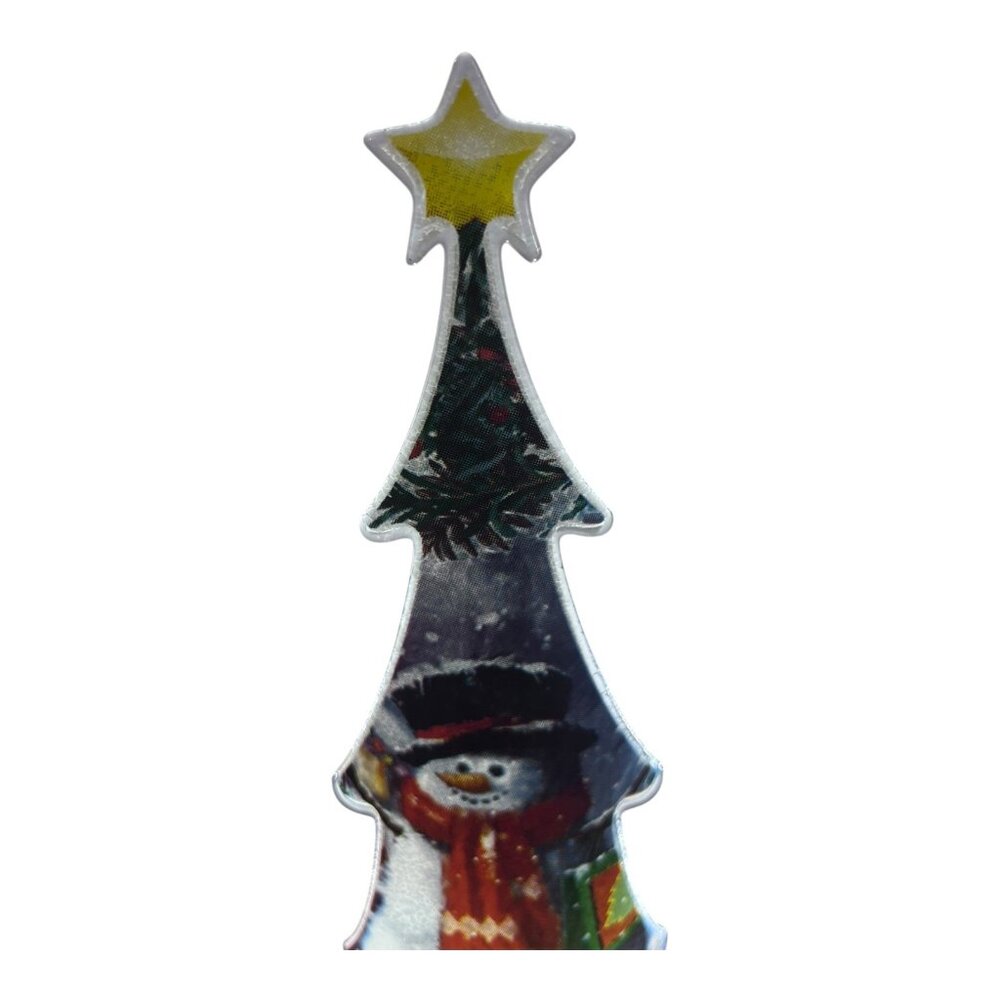 Curved Pressed Glass Christmas Tree Red Gold Holiday Decor - Picture 3 of 5